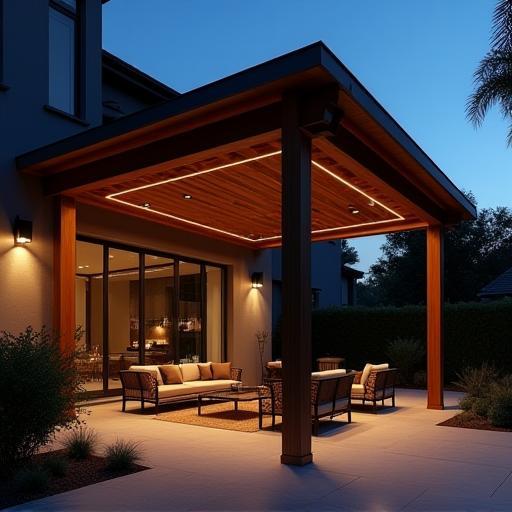 Modern pergola with louvres